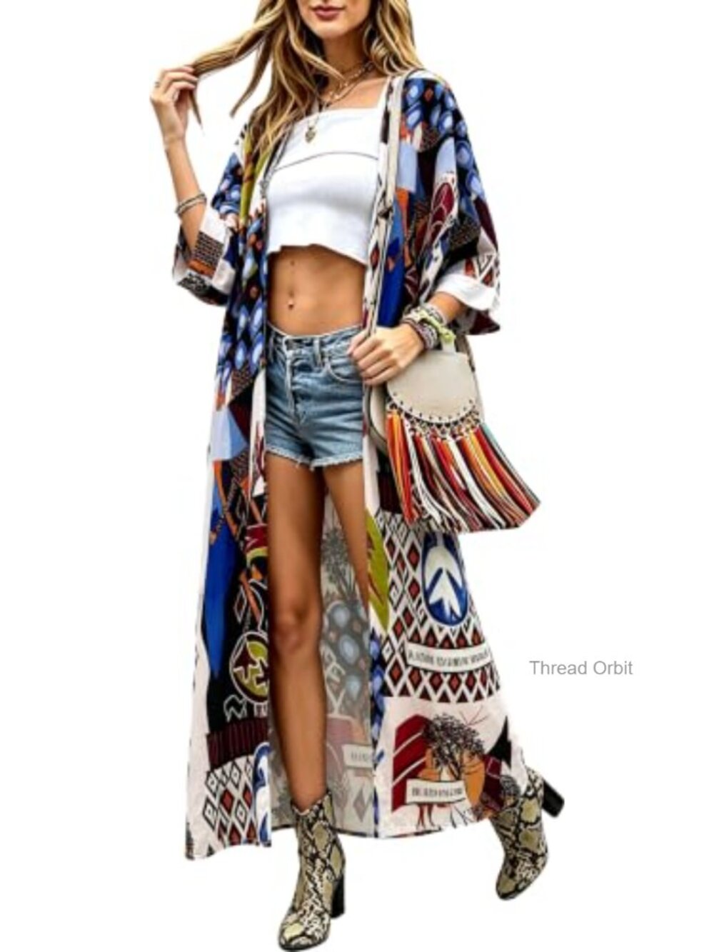 Oversized Rayon Cotton Kimono Open Front Beach Cover Up Long Sleeve